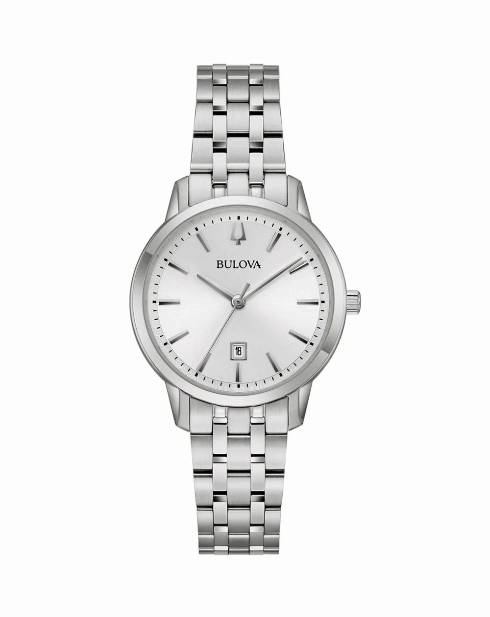 Bulova Ladies Timeless Quartz Watch with Silver Dial and Stainless Steel Bracelet 96M165 