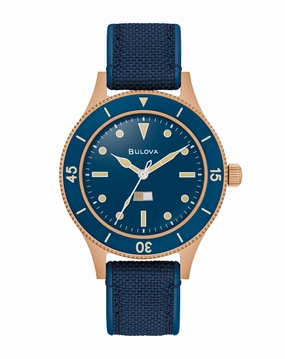 Bulova MIL-Ships Special Edition Blue Dial Nylon Strap Watch 98A325 
