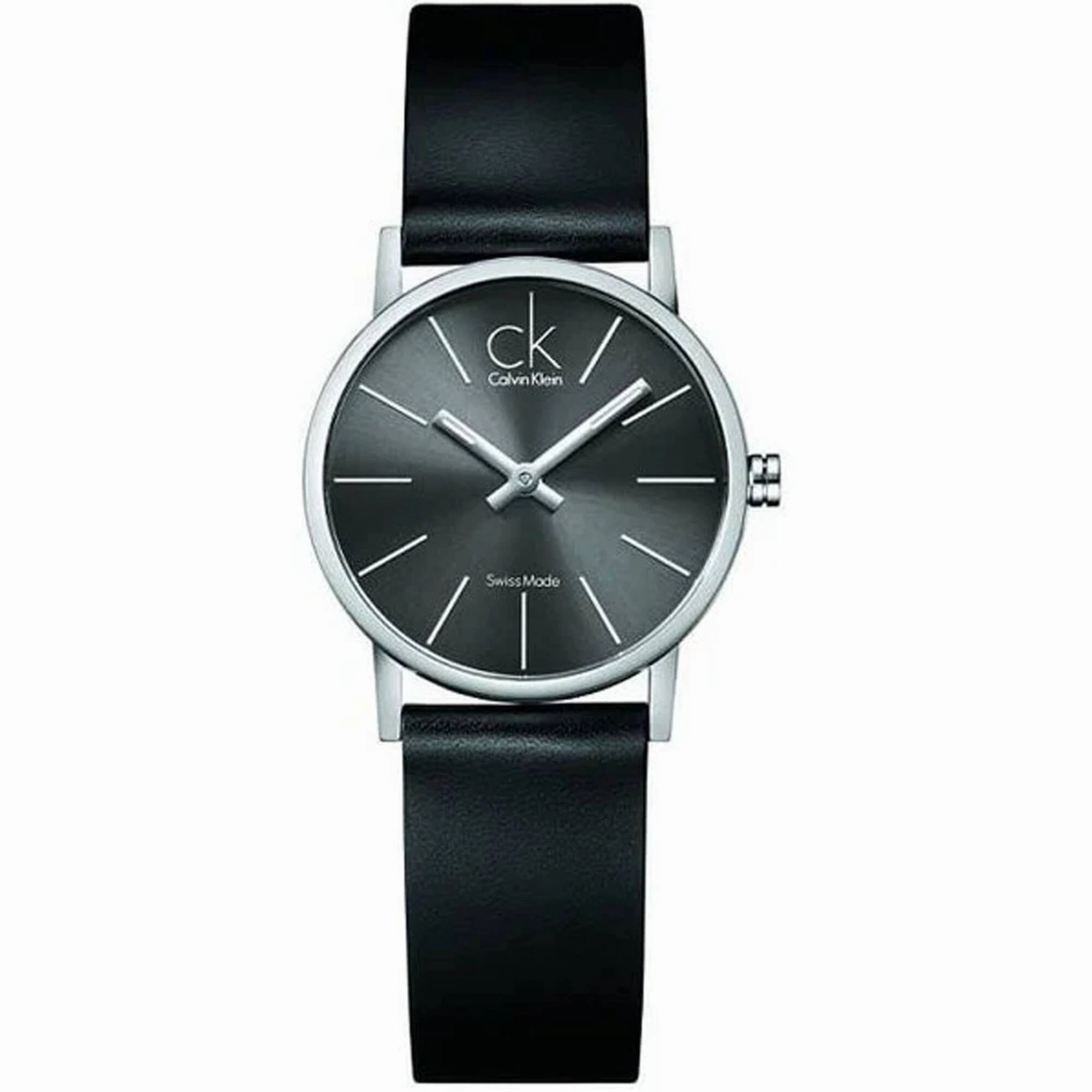 Calvin Klein Women's Watch - Post Minimal Grey Dial Black Leather Strap | K7622107 Luxury Quartz Watch Quartz Watch Sale