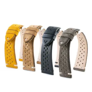Capsule Collection - "Driver" leather watch strap - Calf (grey, brown, black, yellow) Luxury watch bands Limited edition watch bands