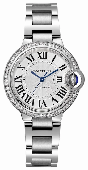 Cartier Ballon Bleu Automatic Stainless Steel Silver-Tone Dial Diamonds Womens Watch W4BB0023 Women??s luxury watches Affordable women watches