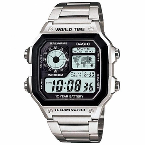 Casio AE-1200WHD-1AVDF Silver Stainless Watch For Men Affordable casual watches Sporty casual watches Affordable luxury casual watches
