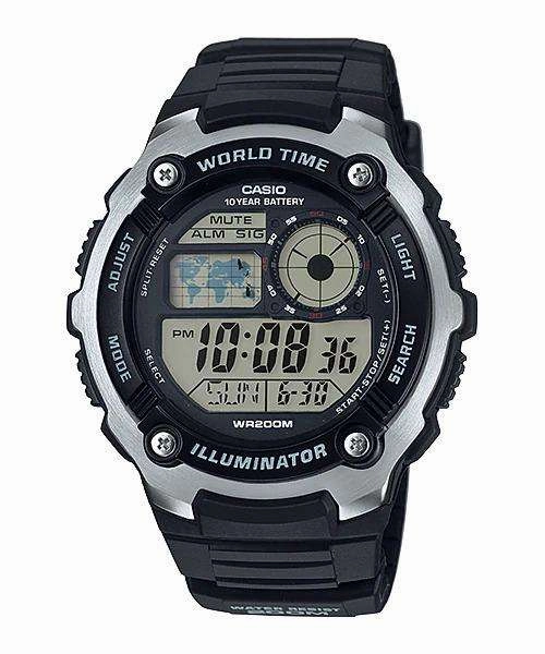 Casio AE-2100W-1A Black Resin Strap Watch for Men Affordable casual watches Sporty casual watches Affordable luxury casual watches