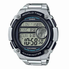 Casio AE-3000WD-1AVDF Silver Stainless Watch for Men Affordable casual watches Sporty casual watches Affordable luxury casual watches