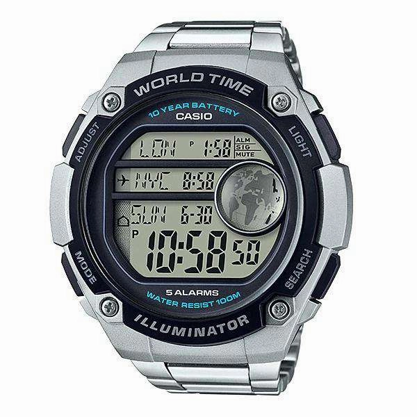 Casio AE-3000WD-1AVDF Silver Stainless Watch for Men Affordable casual watches Sporty casual watches Affordable luxury casual watches