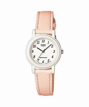 Casio Analog LQ-139L-4B2 Peach Leather Strap Women's Watch Affordable casual watches Sporty casual watches Affordable luxury casual watches