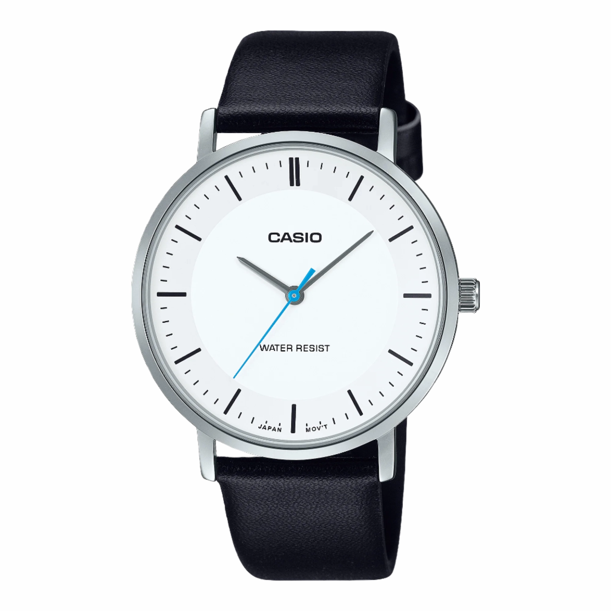 Casio Analog White Dial Black Leather Strap Watch MTPVT04L-7E 