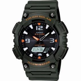 Casio AQ-S810W-3A Army Green Solar Powered Watch for  Men Affordable casual watches Sporty casual watches Affordable luxury casual watches