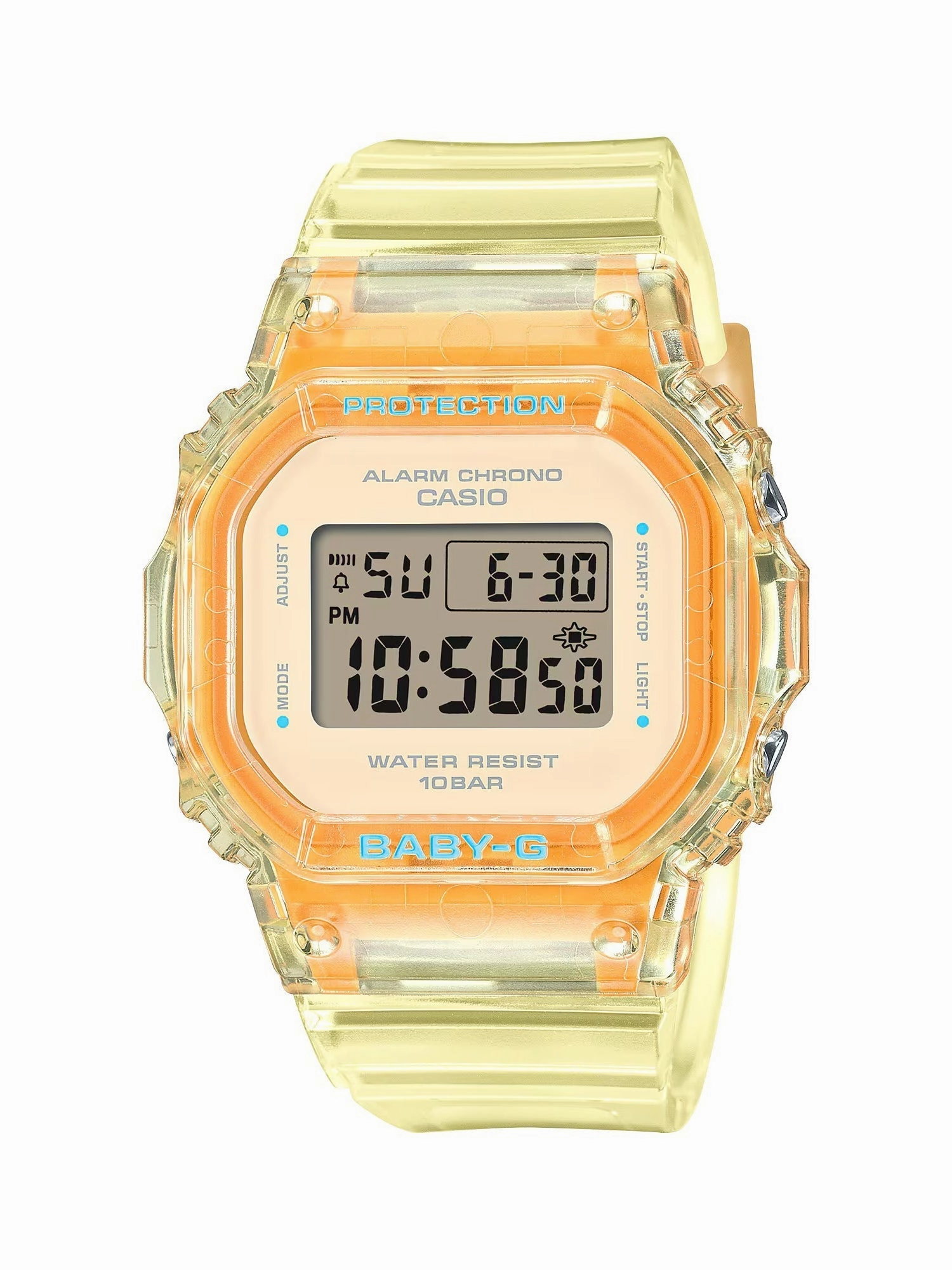 Casio Baby-G Perfect Summer Yellow/Translucent Watch BGD565SJ-9 Hypoallergenic Silicone Watch Discount Silicone Watches