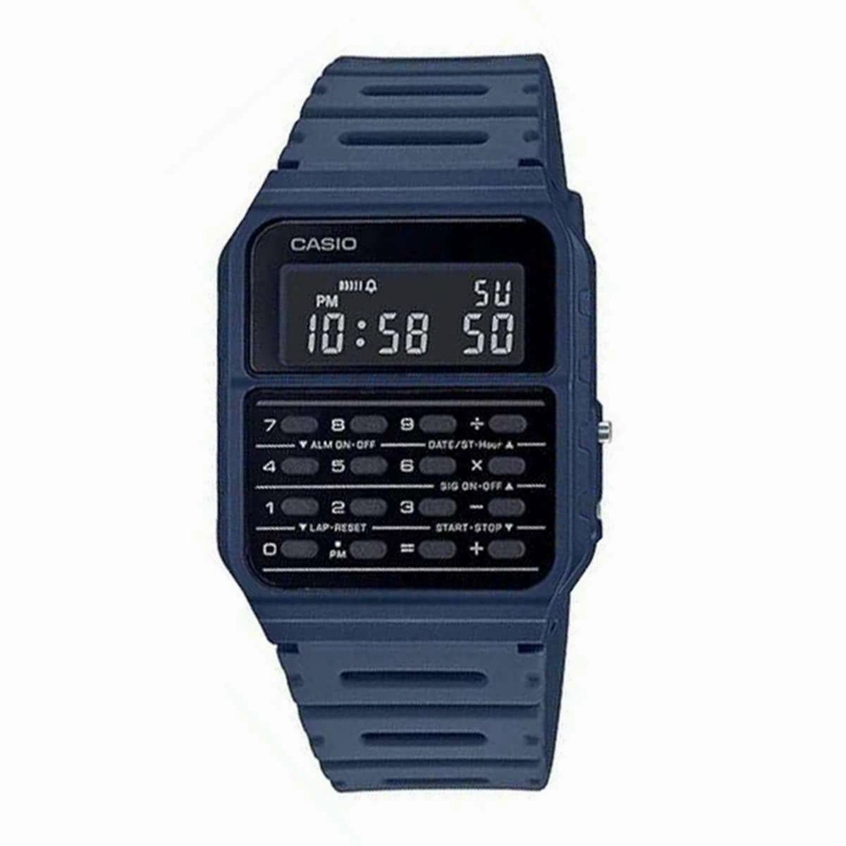 Casio CA-53WF-2B Navy Blue Calculator Resin Watch for Men and Women,men's watches,watch for men, best men's watches,luxury men's watch,minimalist men's watch,casual men's watch,dress watch for men,automatic men's watch,quartz men's watch,cheap men'