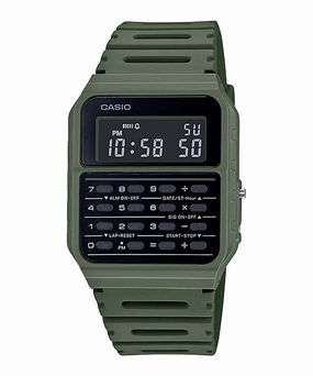 Casio Calculator Data Bank Green Resin Band Watch CA53WF-3B 