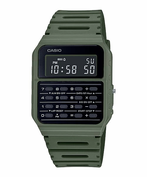 Casio Calculator Data Bank Green Resin Band Watch CA53WF-3B 