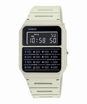 Casio Calculator Data Bank White Resin Band Watch CA53WF-8B 