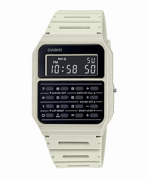 Casio Calculator Data Bank White Resin Band Watch CA53WF-8B 