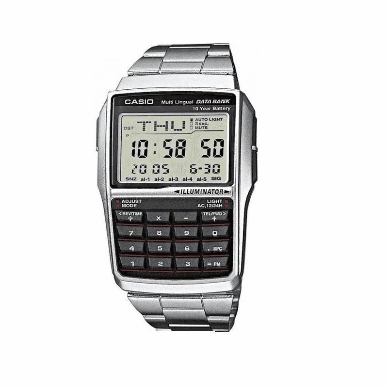 Casio DBC-32D-1A Silver Stainless Calculator Watch for Men and Women Affordable casual watches Sporty casual watches Affordable luxury casual watches