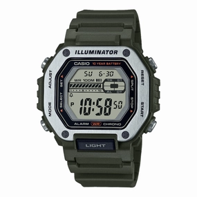 Casio Digital Grey Dial Green Resin Band Watch MWD110H-3A 