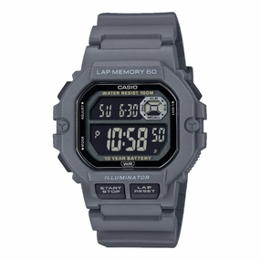 Casio Digital Illuminator Black Dial Grey Resin Band Watch WS1400H-8B 