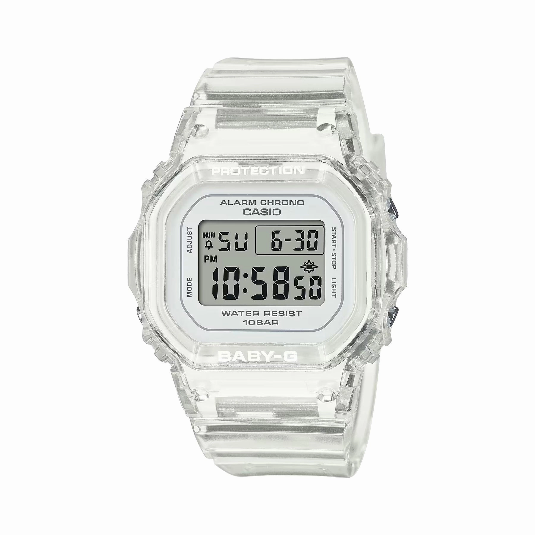 Casio Digital White Dial Transparent Resin Band Watch BGD565US-7D,quartz watch, quartz watches for men, quartz watches for women, best quartz watch, minimalist quartz watch, luxury quartz watch, waterproof quartz watch,analog quartz watch, digital quartz w