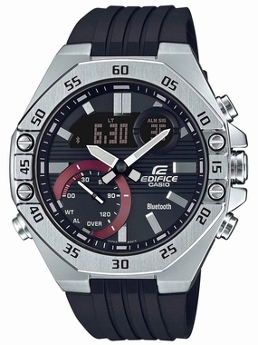 Casio Edifice SMARTPHONE LINK Black Chronograph Mens Watch ECB10P-1A Hypoallergenic Silicone Watch Discount Silicone Watches