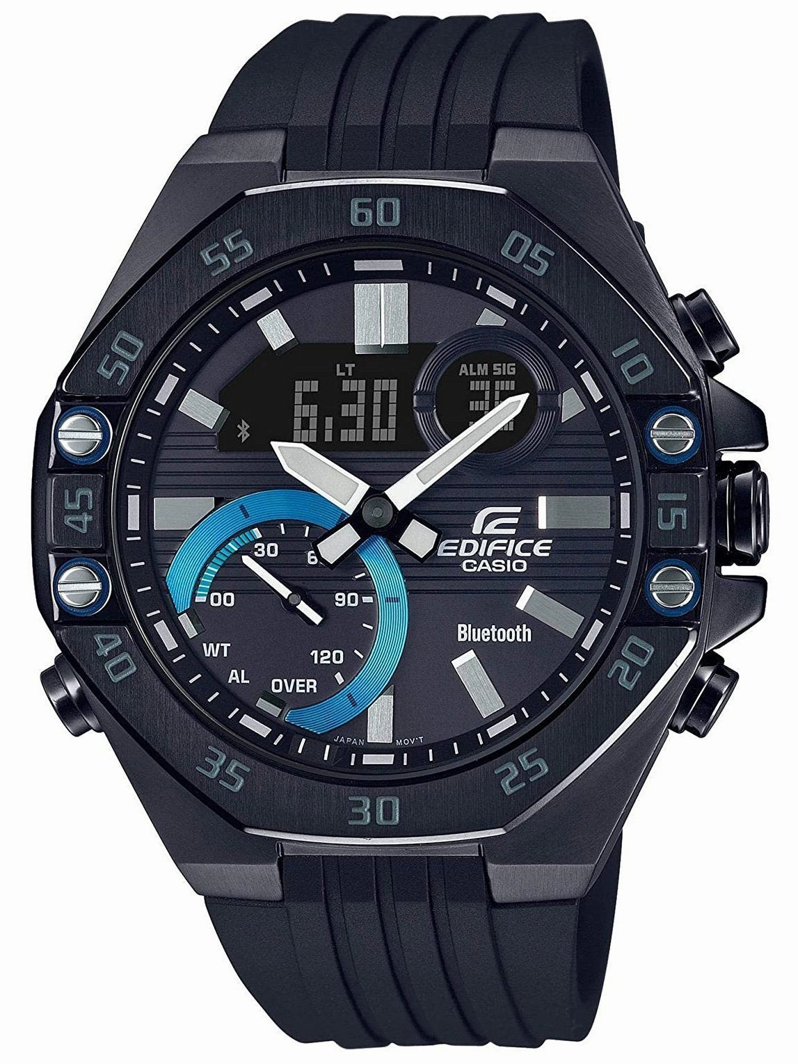 Casio Edifice SMARTPHONE LINK Black IP Mens Watch ECB10PB-1A Hypoallergenic Silicone Watch Discount Silicone Watches