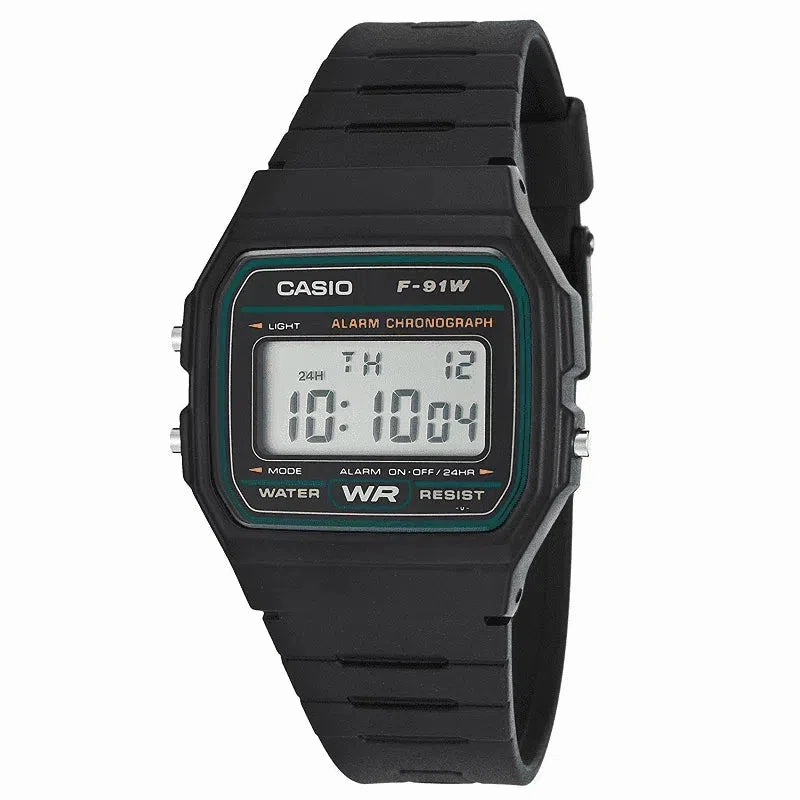 Casio F-91W-3DG Black Resin Strap Watch for Men and Women,silicone watch,silicone strap watch,silicone watches for men,silicone watches for women,unisex silicone watch,kids silicone watch,sports silicone watch,casual silicone watch,waterproof silicone watc