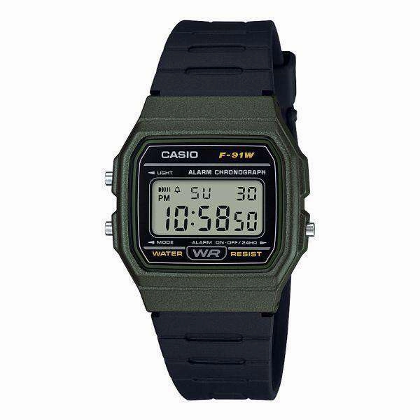 Casio F-91WM-3ADF Army Green Resin Watch for Men and Women,silicone watch,silicone strap watch,silicone watches for men,silicone watches for women,unisex silicone watch,kids silicone watch,sports silicone watch,casual silicone watch,waterproof silicone wat