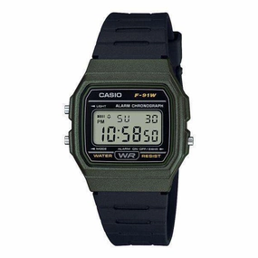Casio F-91WM-3ADF Army Green Resin Watch for Men and Women,silicone watch,silicone strap watch,silicone watches for men,silicone watches for women,unisex silicone watch,kids silicone watch,sports silicone watch,casual silicone watch,waterproof silicone wat