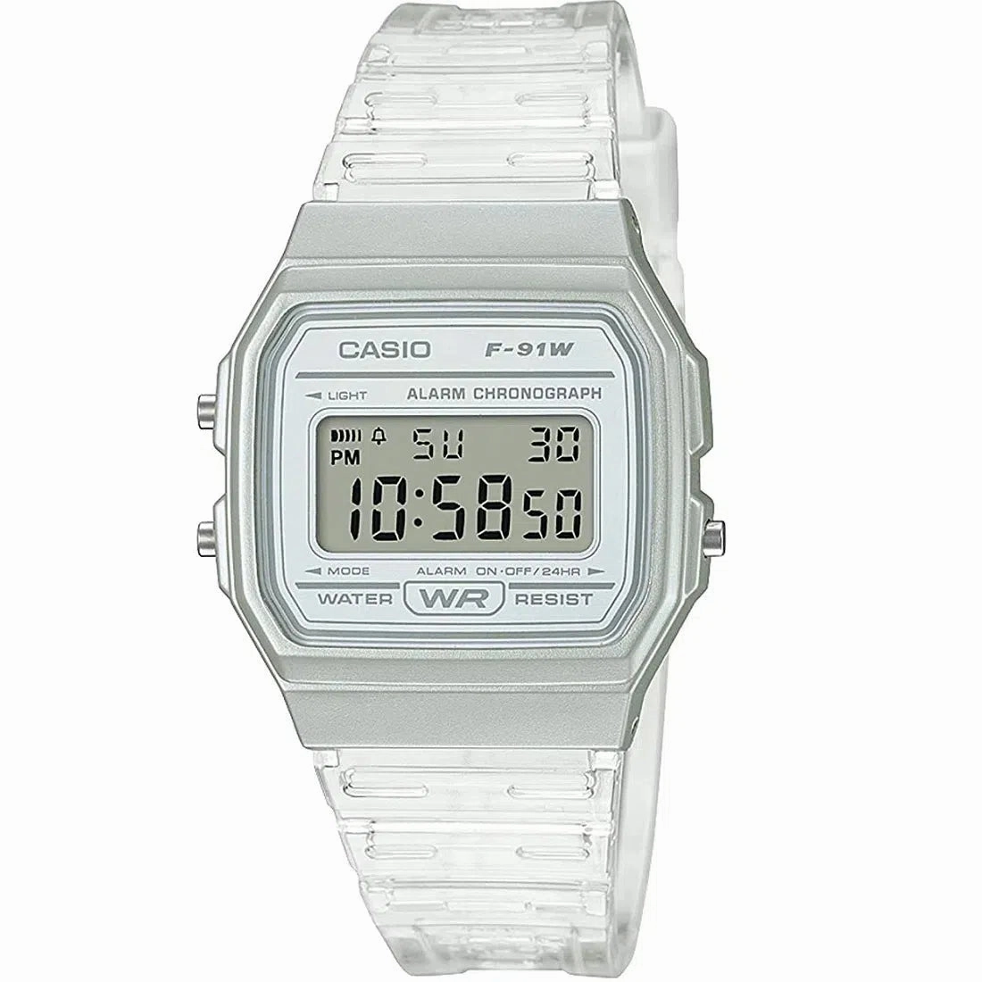 Casio F-91WS-7DF Resin Transparent Strap Watch for Women Affordable casual watches Sporty casual watches Affordable luxury casual watches