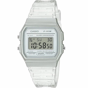 Casio F-91WS-7DF Resin Transparent Strap Watch for Women Affordable casual watches Sporty casual watches Affordable luxury casual watches