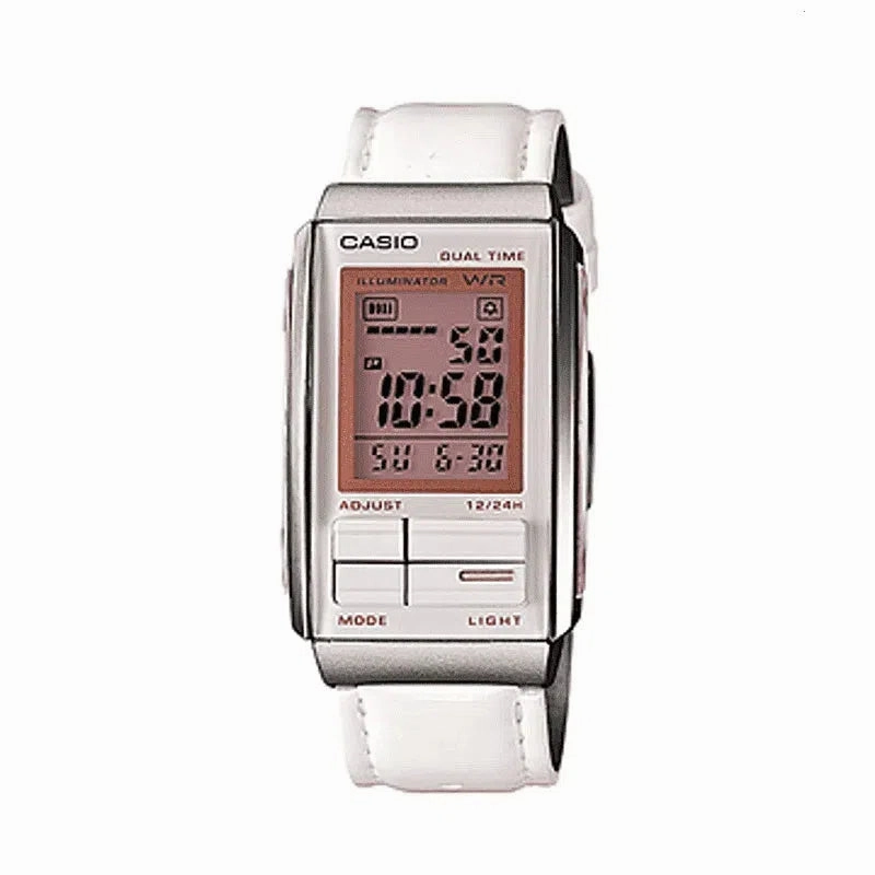 Casio Futurist LA-201WBL-7A White Leather Strap for Women Affordable casual watches Sporty casual watches Affordable luxury casual watches