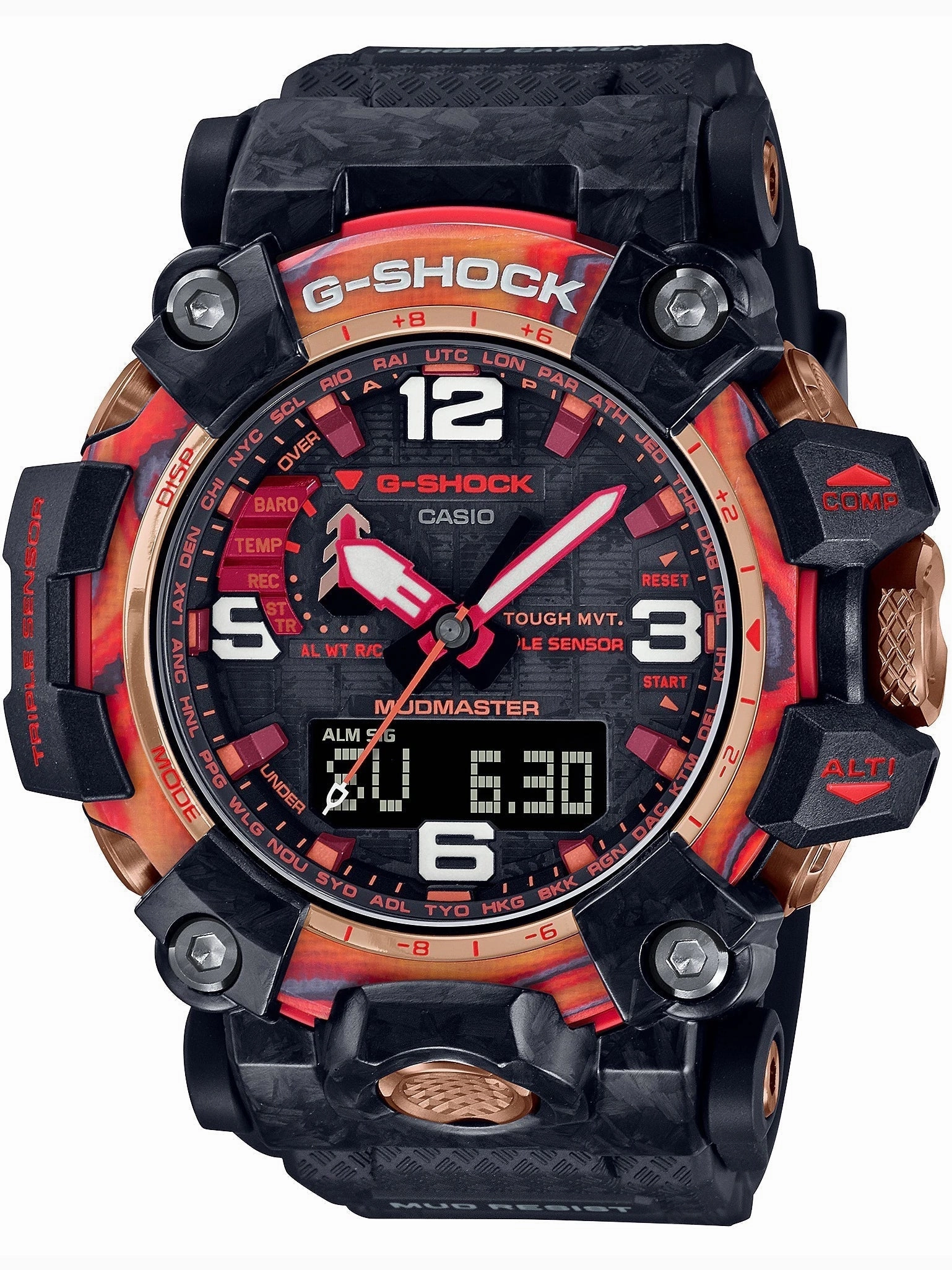 Casio G-Shock 40th Anniversary MUDMASTER SOLAR FLARE Limited Edition Watch GWG2040FR-1A Hypoallergenic Silicone Watch Discount Silicone Watches