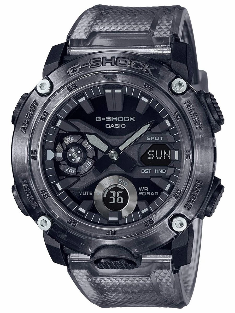 Casio G-Shock G-CARBON Transparent Gray Watch GA2000SKE-8A Sports Watch for Men/Women Budget Sports Watch Luxury Sports Watch