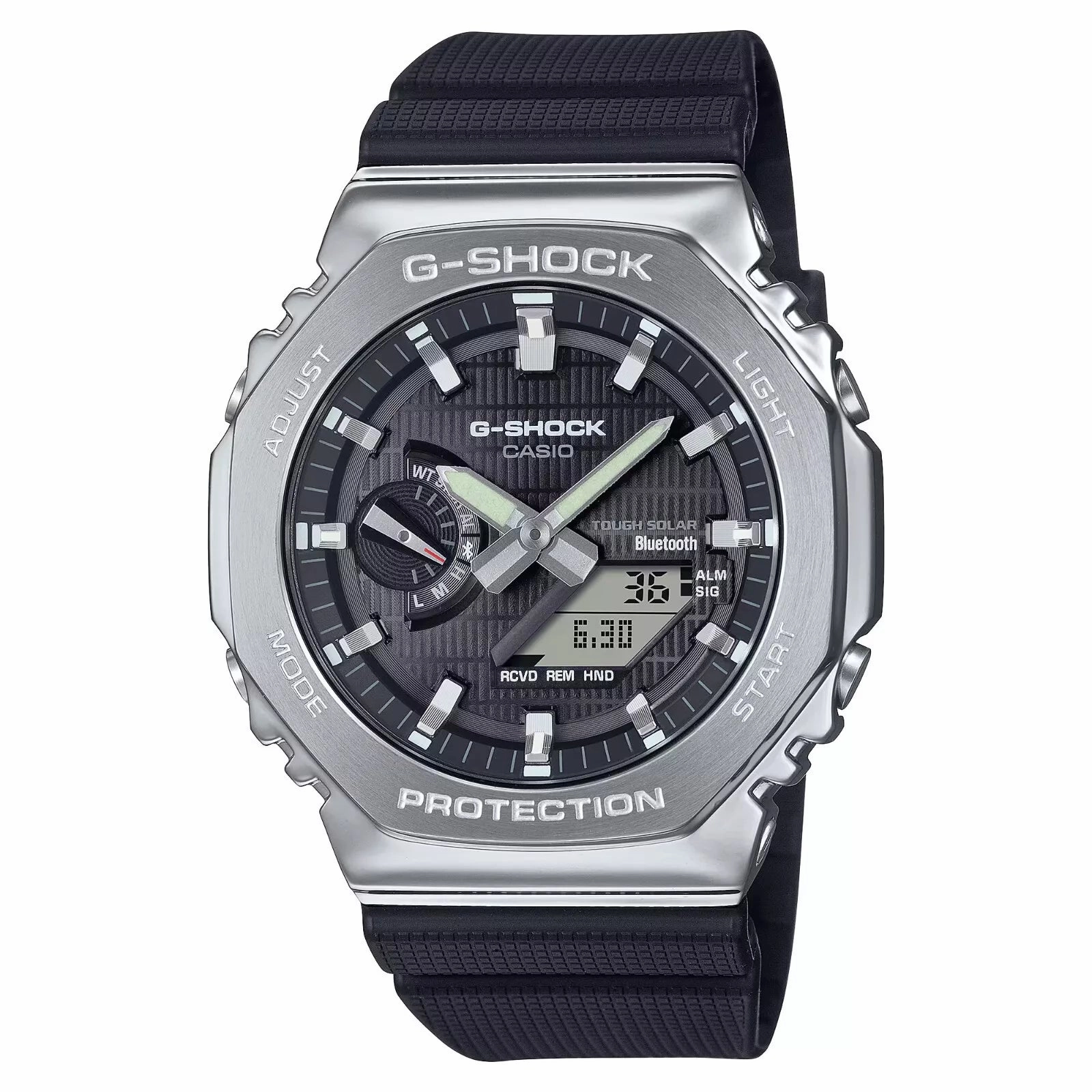 Casio G-Shock G-STEEL BLACK World Time Bluetooth Solar Mens Watch GBM2100-1A Hypoallergenic Silicone Watch Discount Silicone Watches