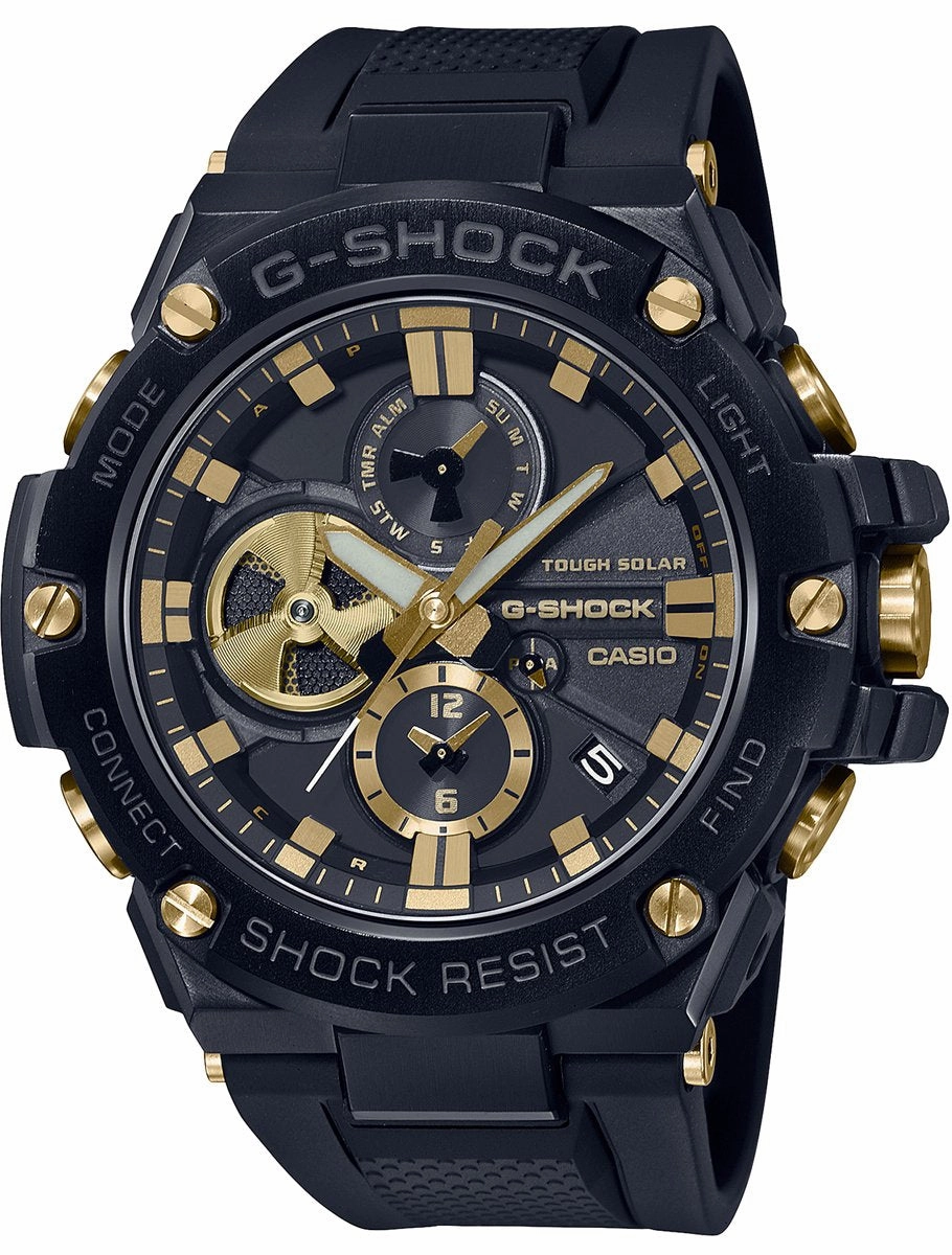 Casio G-Shock G-Steel Carbon Bezel Bluetooth Mens Watch GSTB100GC-1A Hypoallergenic Silicone Watch Discount Silicone Watches