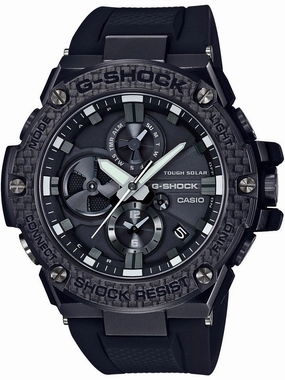 Casio G-Shock G-Steel Carbon Bezel Bluetooth Mens Watch GSTB100X-1A Hypoallergenic Silicone Watch Discount Silicone Watches