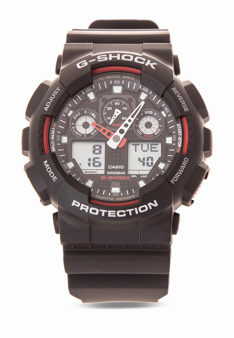 Casio G-shock GA-100-1A4DR Digital Analog Rubber Strap Watch For Men,silicone watch,silicone strap watch,silicone watches for men,silicone watches for women,unisex silicone watch,kids silicone watch,sports silicone watch,casual silicone watch,waterproof si