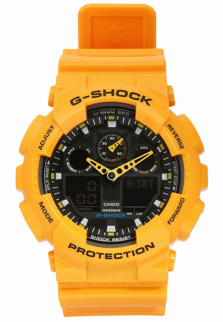 Casio G-Shock GA-100A-9ADR Bumblebee Digital Analog Watch For Men,silicone watch,silicone strap watch,silicone watches for men,silicone watches for women,unisex silicone watch,kids silicone watch,sports silicone watch,casual silicone watch,waterproof silic