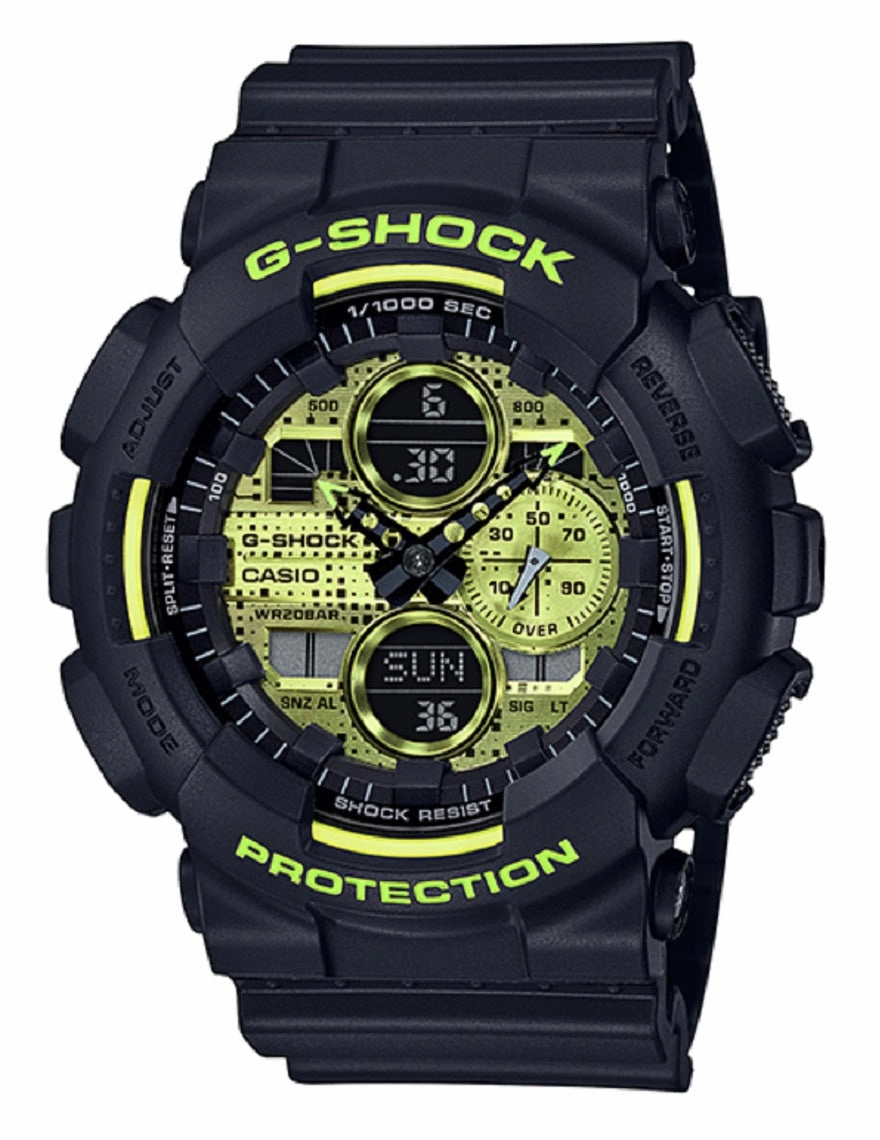 Casio G-shock GA-140DC-1A Digital Analog Rubber Strap Watch For Men,silicone watch,silicone strap watch,silicone watches for men,silicone watches for women,unisex silicone watch,kids silicone watch,sports silicone watch,casual silicone watch,waterproof sil