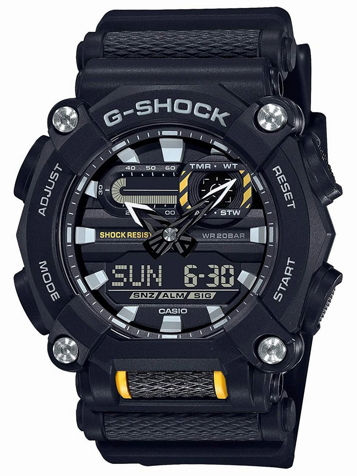 Casio G-Shock HEAVY DUTY Analog-Digital Black Mens Watch GA900-1A Hypoallergenic Silicone Watch Discount Silicone Watches
