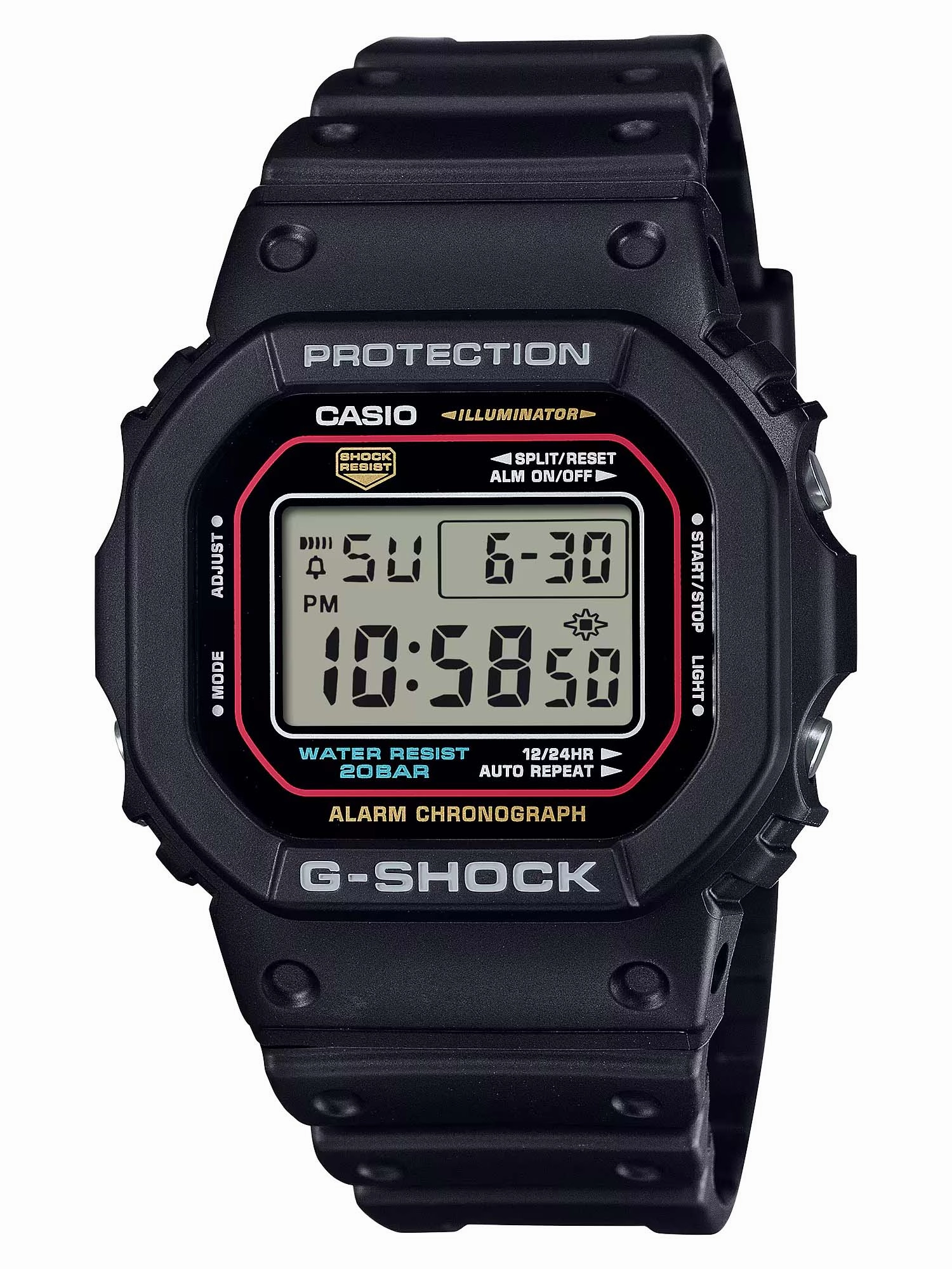 Casio G-Shock ICONIC STYLES Analog Digital Mens Watch DW5600RL-1 Hypoallergenic Silicone Watch Discount Silicone Watches