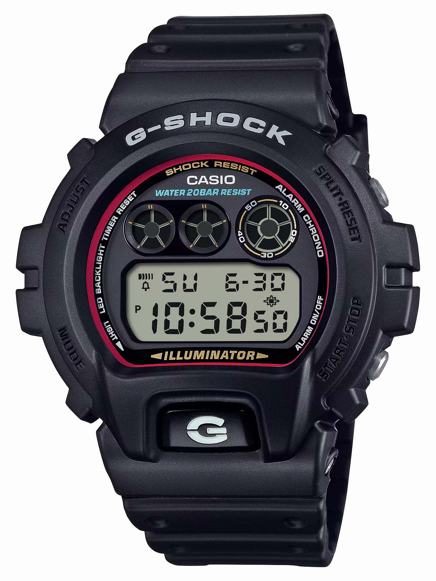 Casio G-Shock ICONIC STYLES Digital Mens Black Watch DW6900RL-1 Hypoallergenic Silicone Watch Discount Silicone Watches