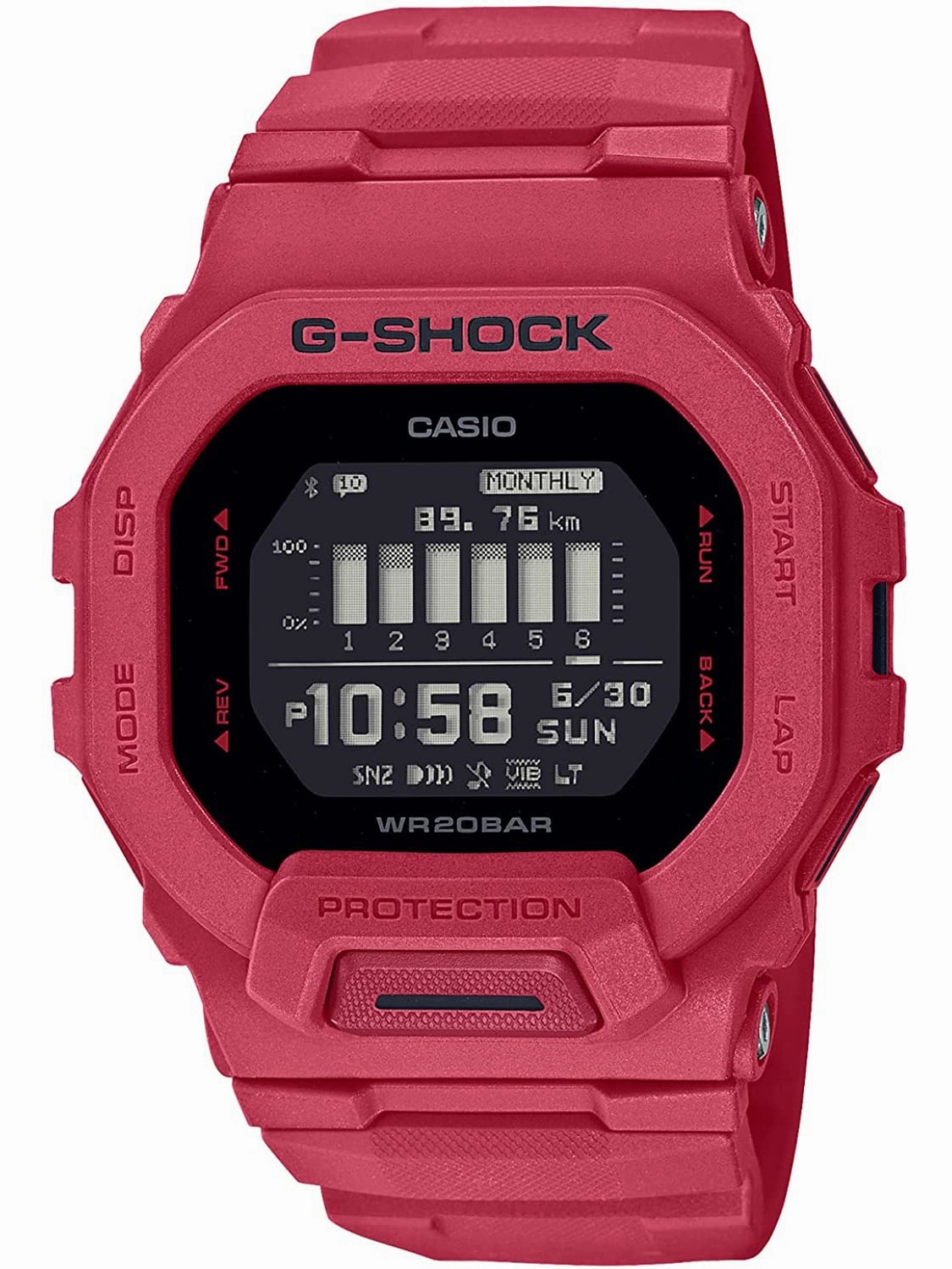 Casio G-Shock MOVE Power Trainer Vibrant Red Digital Watch GBD200RD-4 Hypoallergenic Silicone Watch Discount Silicone Watches