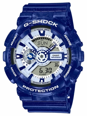 Casio G-Shock "Blue and White Pottery" Series Mens Watch GA110BWP-2A Sports Watch for Men/Women Budget Sports Watch Luxury Sports Watch