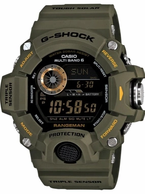 Casio G-Shock RANGEMAN Green Digital Mens Triple Sensor Watch GW9400-3 Hypoallergenic Silicone Watch Discount Silicone Watches