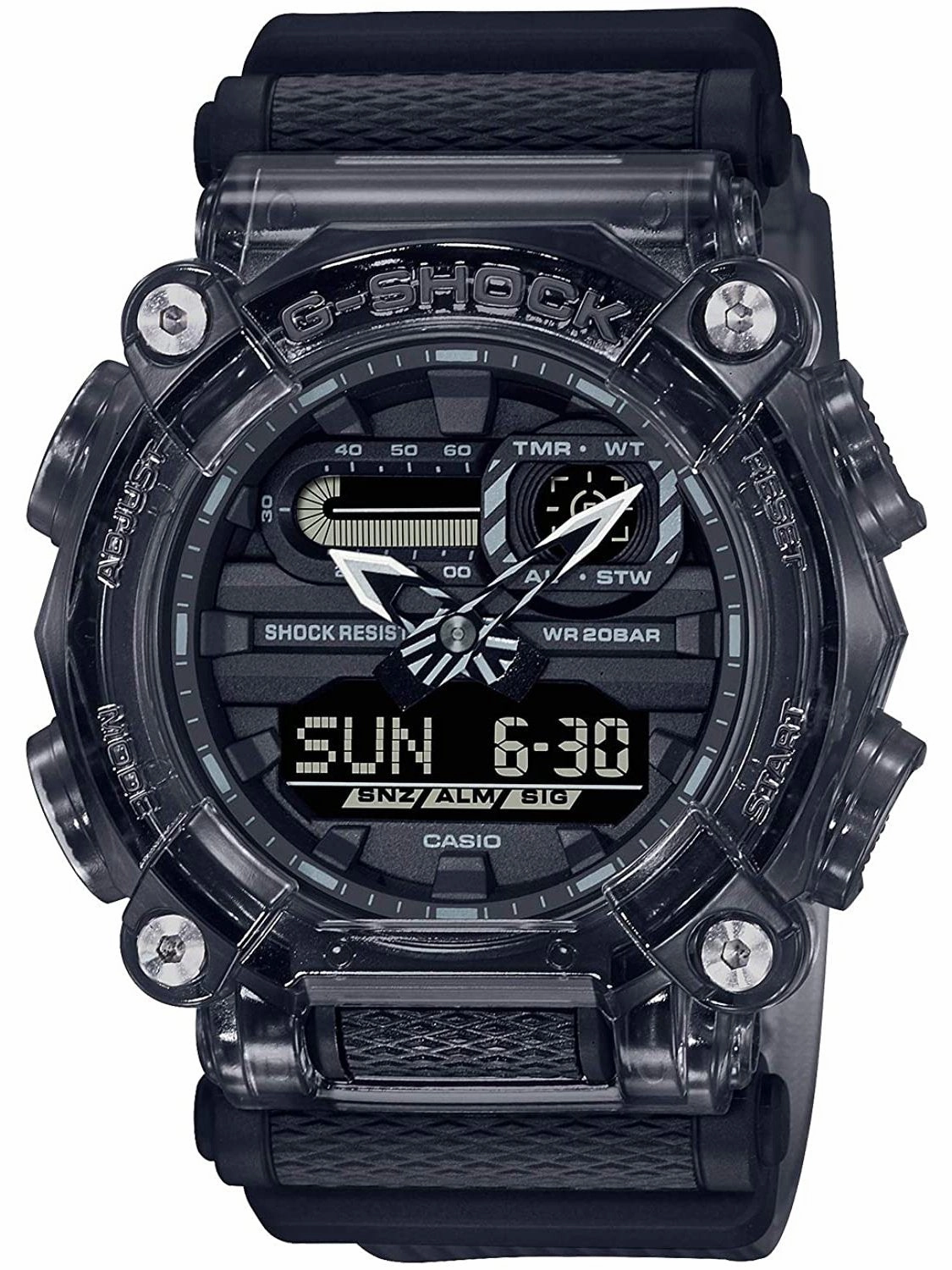 Casio G-Shock Semi-Transparent Pack Series Watch GA900SKE-8A Hypoallergenic Silicone Watch Discount Silicone Watches