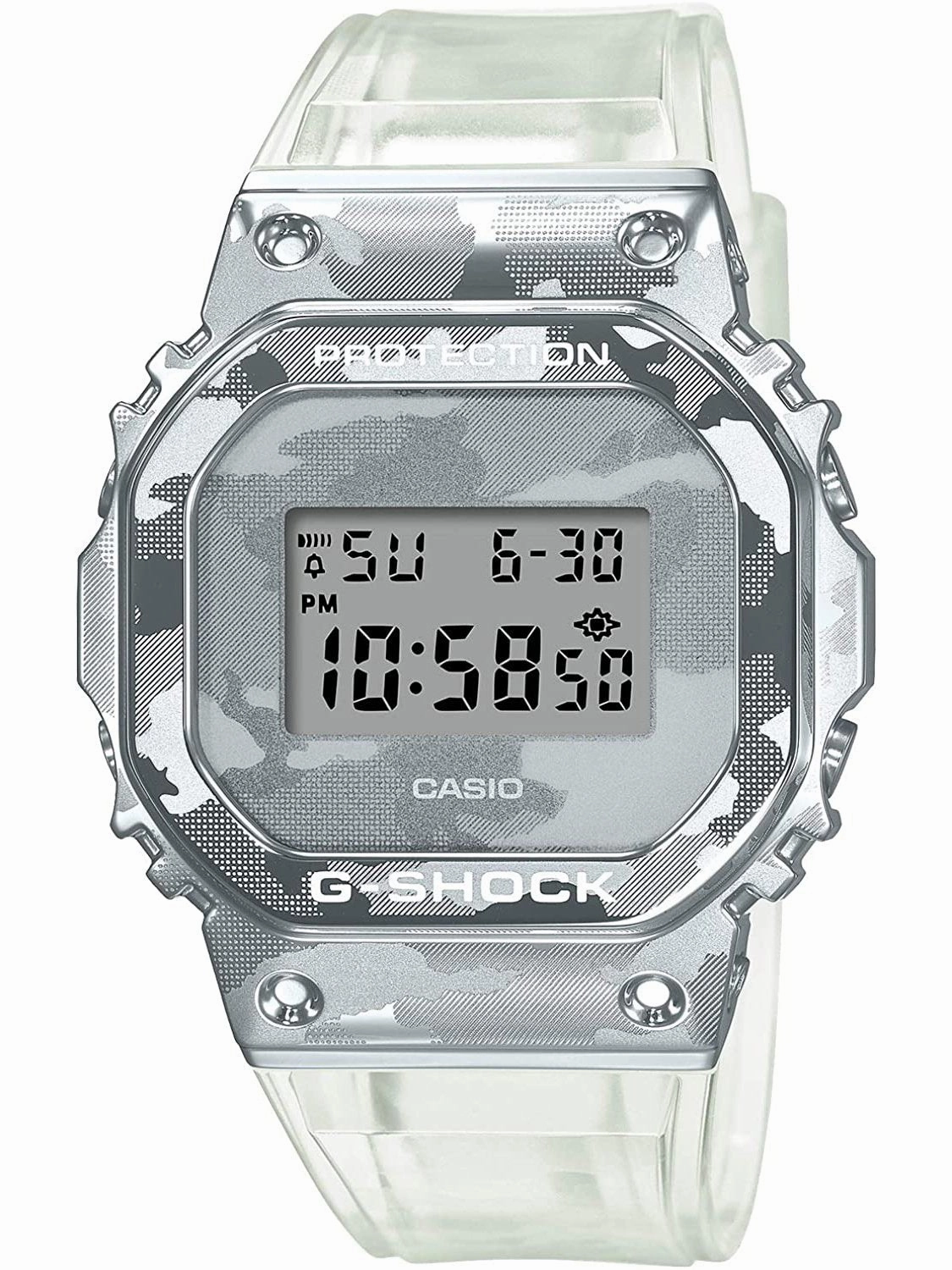 Casio G-Shock SKELETON CAMO Silver Digital Mens Watch GM5600SCM-1 Hypoallergenic Silicone Watch Discount Silicone Watches