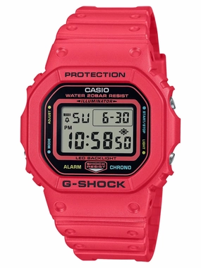 Casio G-Shock TEAM G-SHOCK Series Red Digital Watch DW5600EP-4 Hypoallergenic Silicone Watch Discount Silicone Watches