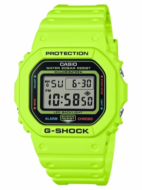 Casio G-Shock TEAM G-SHOCK Series Yellow Digital Watch DW5600EP-9 Hypoallergenic Silicone Watch Discount Silicone Watches