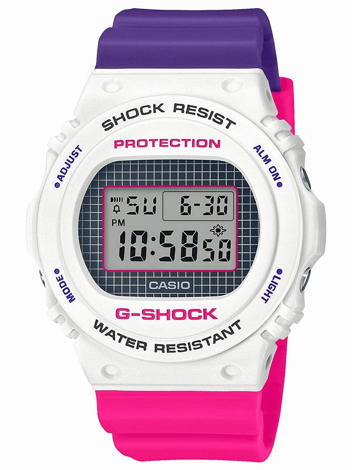 Casio G-Shock THROWBACK COLORS 90s Pink & Purple Digital Watch DW5700THB-7 Hypoallergenic Silicone Watch Discount Silicone Watches
