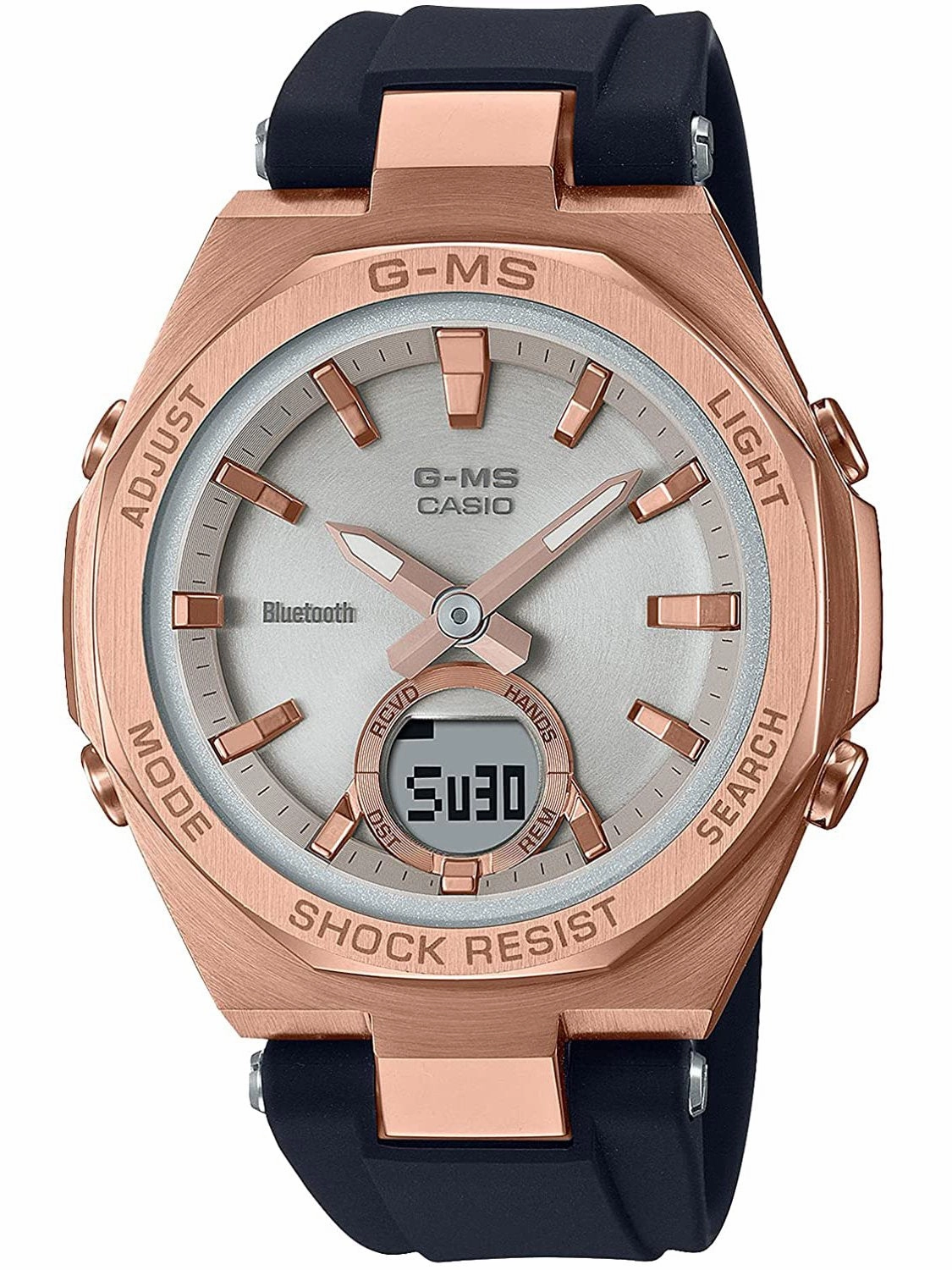 Casio G-Steel G-MS Ana-Digi Womens Black & Rose Gold Watch MSGB100G-1A Hypoallergenic Silicone Watch Discount Silicone Watches